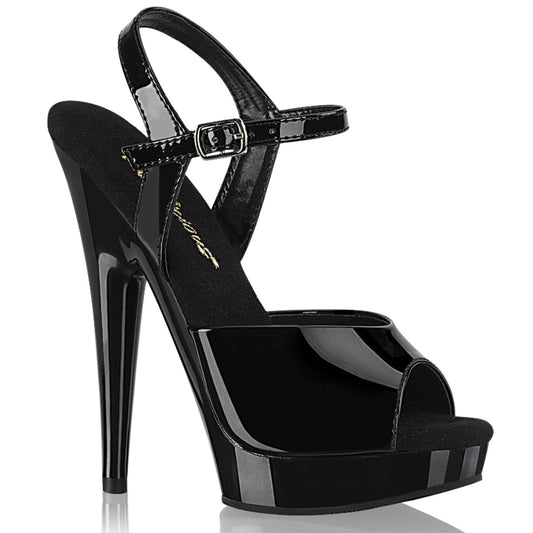 SULTRY-609 Exotic Dancing Fabulicious Shoes Blk Pat/Blk