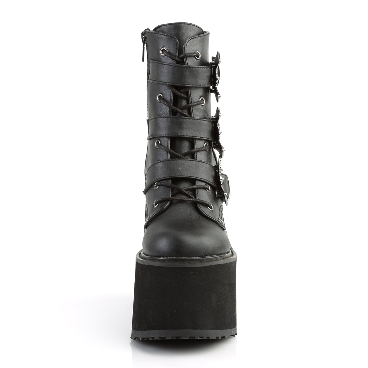 SWING-103 Demonia Black Vegan Leather Women's Ankle Boots [Demonia Cult Alternative Footwear]