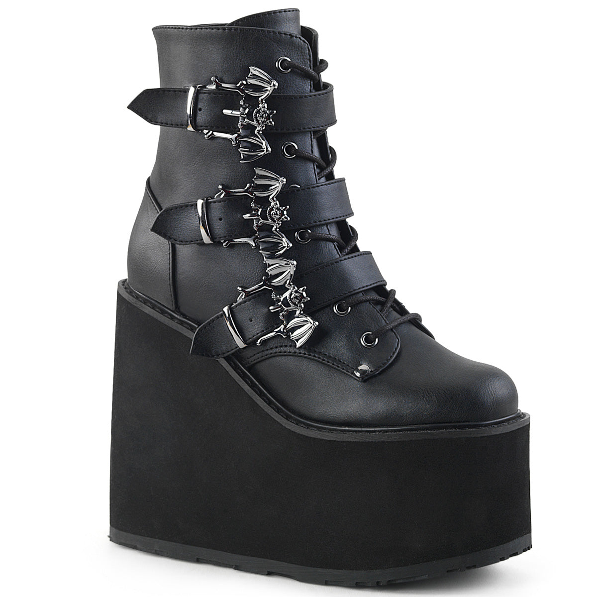 SWING-103 Alternative Footwear Demonia Women's Ankle Boots Blk Vegan Leather