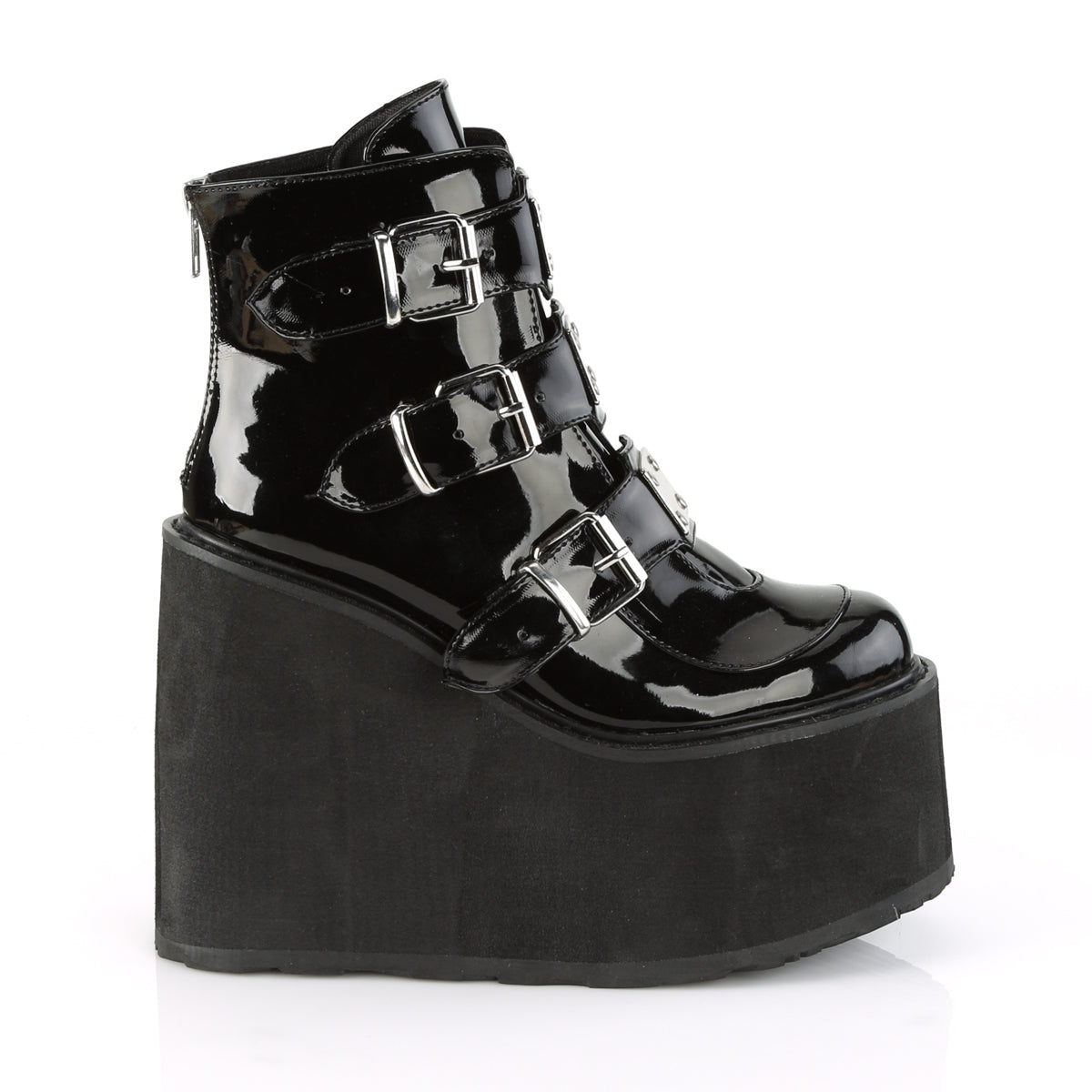 SWING-105 Demonia Black Patentent Women's Ankle Boots [Demonia Cult Alternative Footwear]