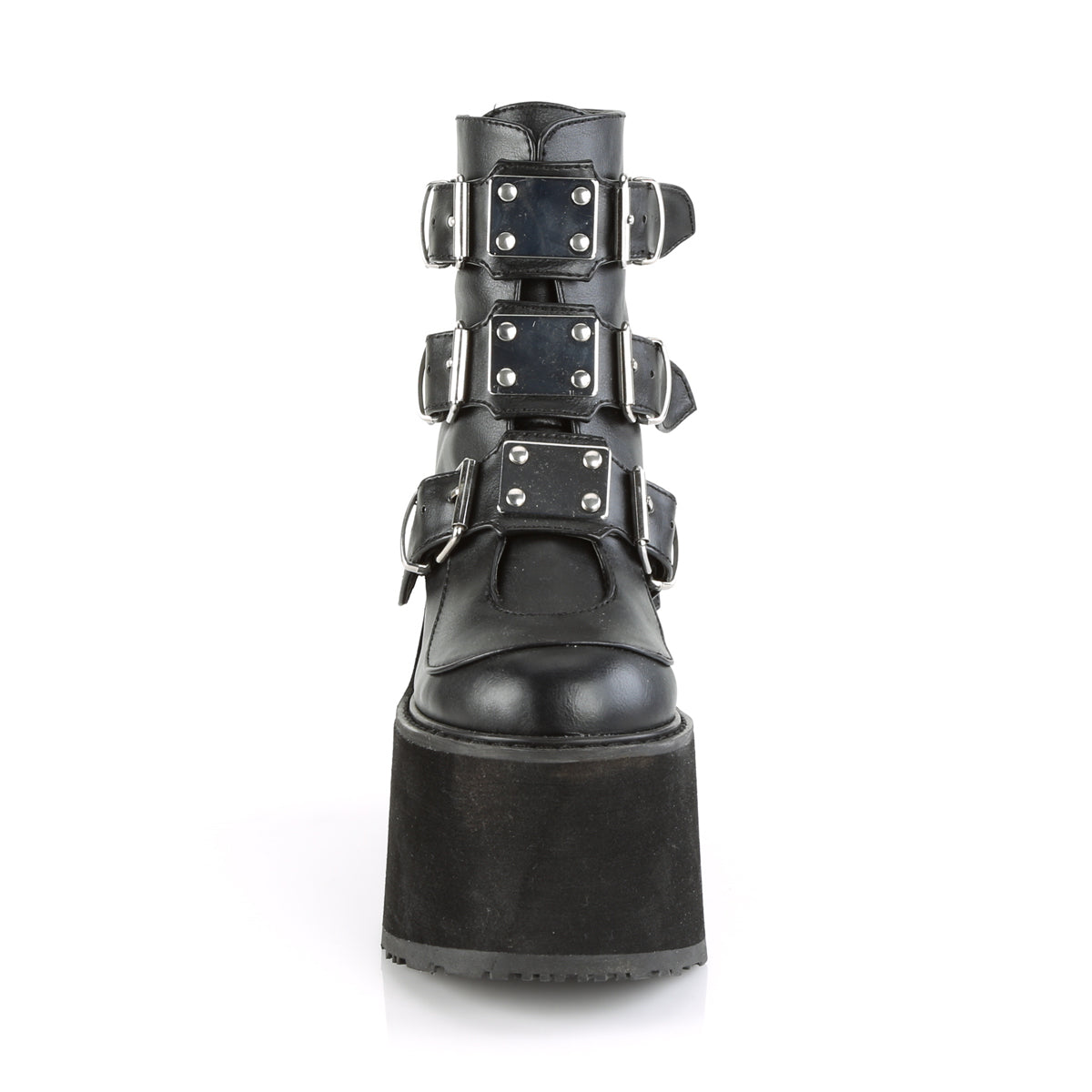 SWING-105 Demonia Black Vegan Leather Women's Ankle Boots [Demonia Cult Alternative Footwear]