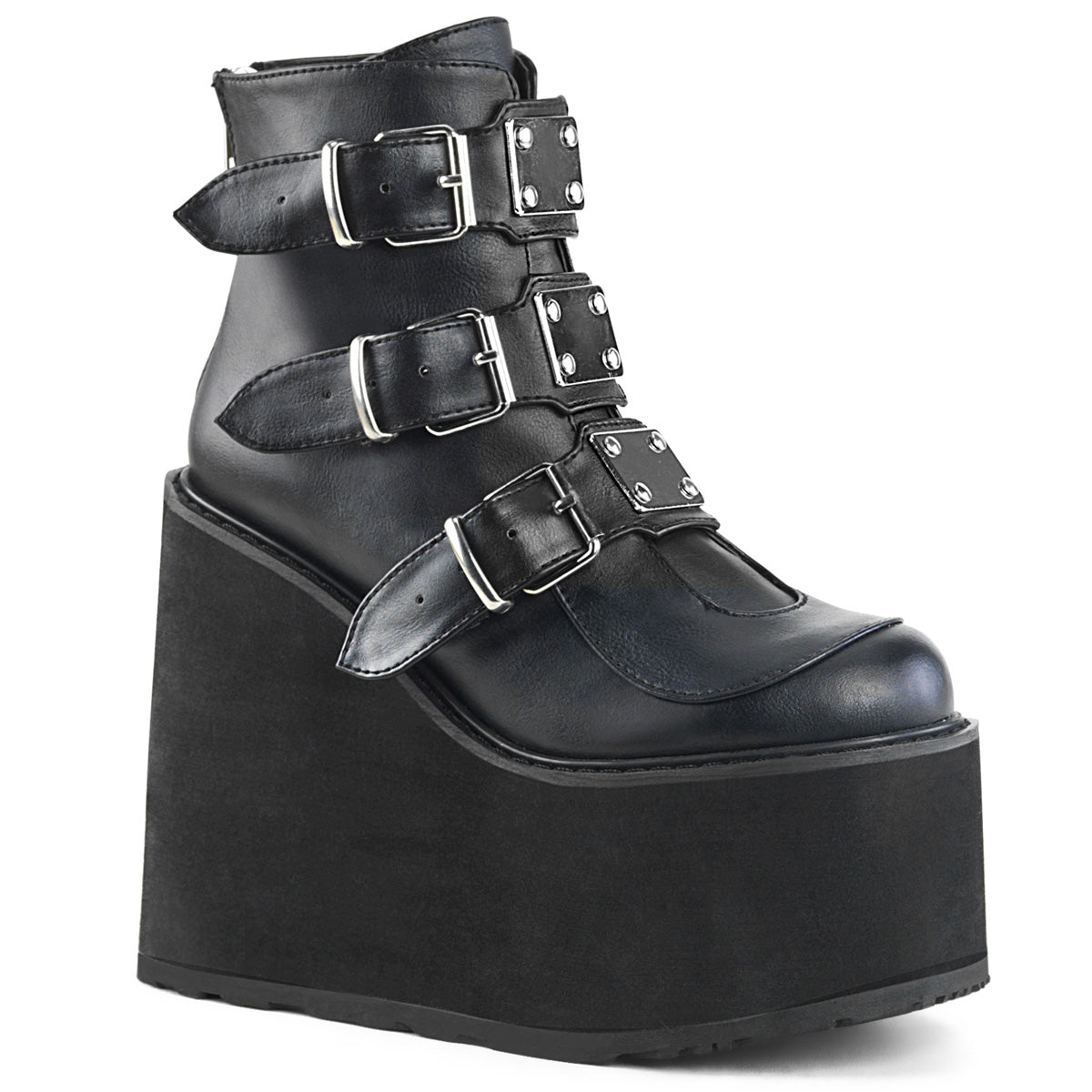 SWING-105 Alternative Footwear Demonia Women's Ankle Boots Blk Vegan Leather