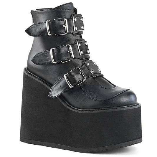 SWING-105 Alternative Footwear Demonia Women's Ankle Boots Blk Vegan Leather