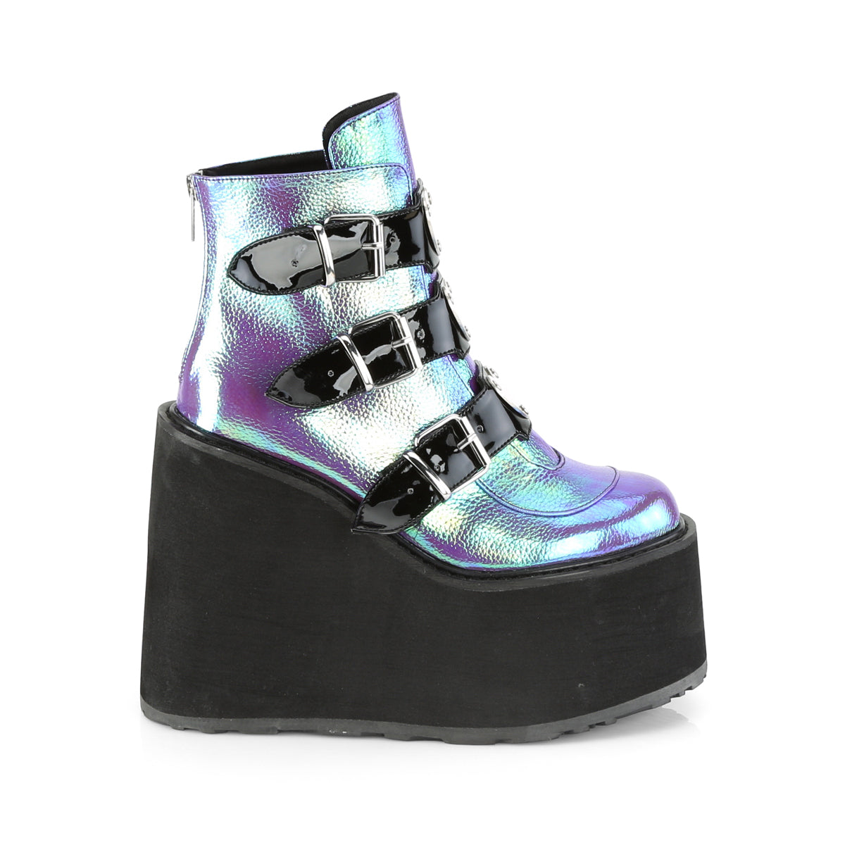 SWING-105 Demonia Purple Iridescent Vegan Leather Women's Ankle Boots [Alternative Footwear]