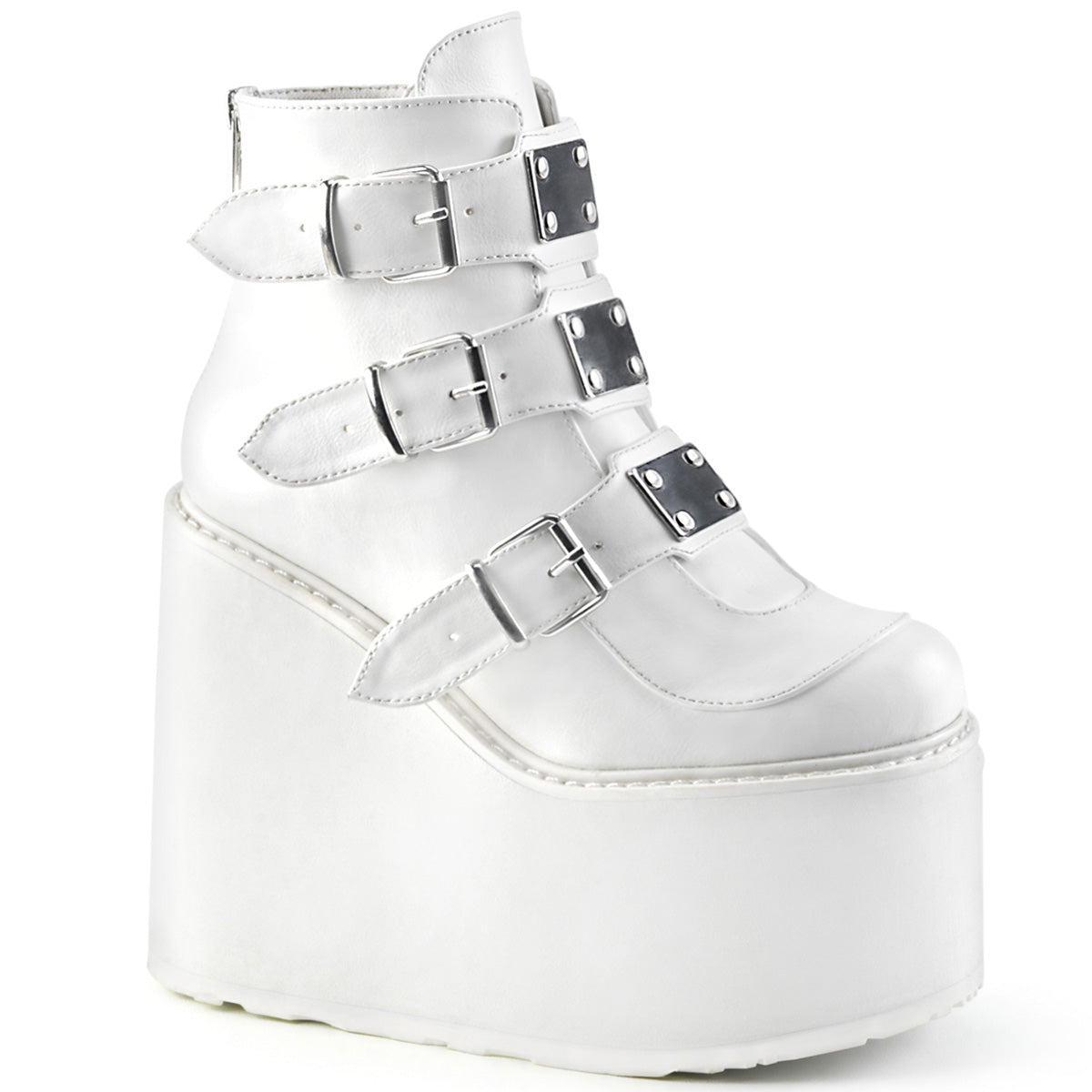 SWING-105 Alternative Footwear Demonia Women's Ankle Boots White Vegan Leather