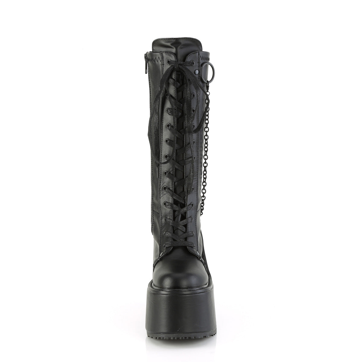 SWING-150 Demonia Black Stretch Vegan Leather Women's Mid-Calf & Knee High Boots [Demonia Cult Alternative Footwear]