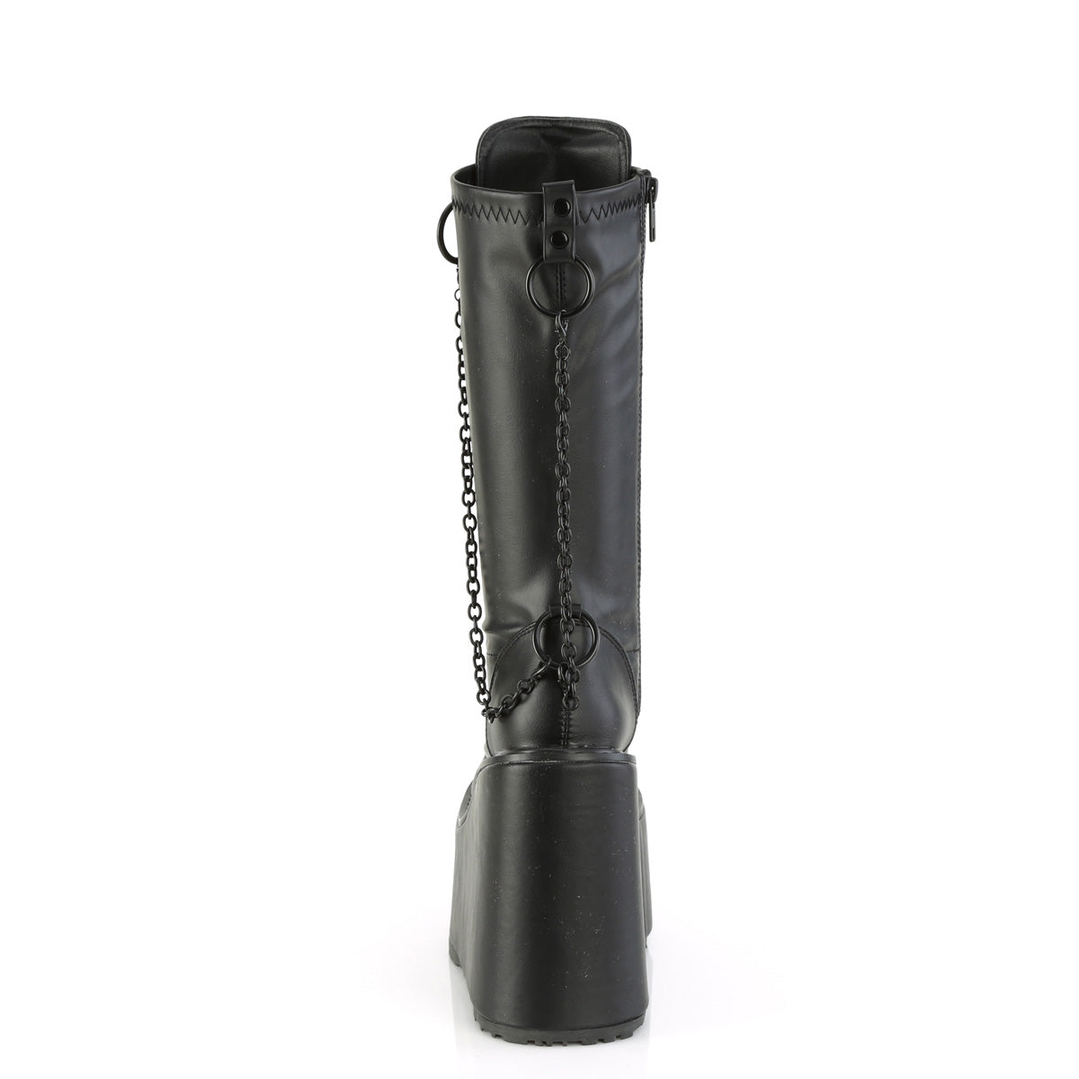 SWING-150 Demonia Black Stretch Vegan Leather Women's Mid-Calf & Knee High Boots [Demonia Cult Alternative Footwear]