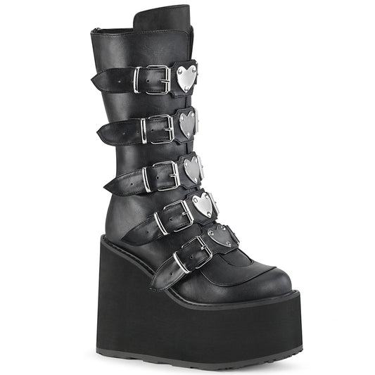 SWING-230 Alternative Footwear Demonia Women's Mid-Calf & Knee High Boots Blk Vegan Leather