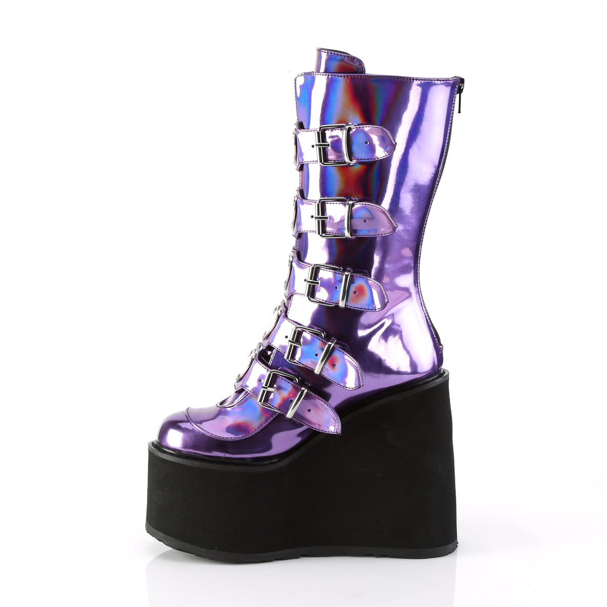 SWING-230 Demonia Purple Holo Women's Mid-Calf & Knee High Boots [Alternative Footwear]