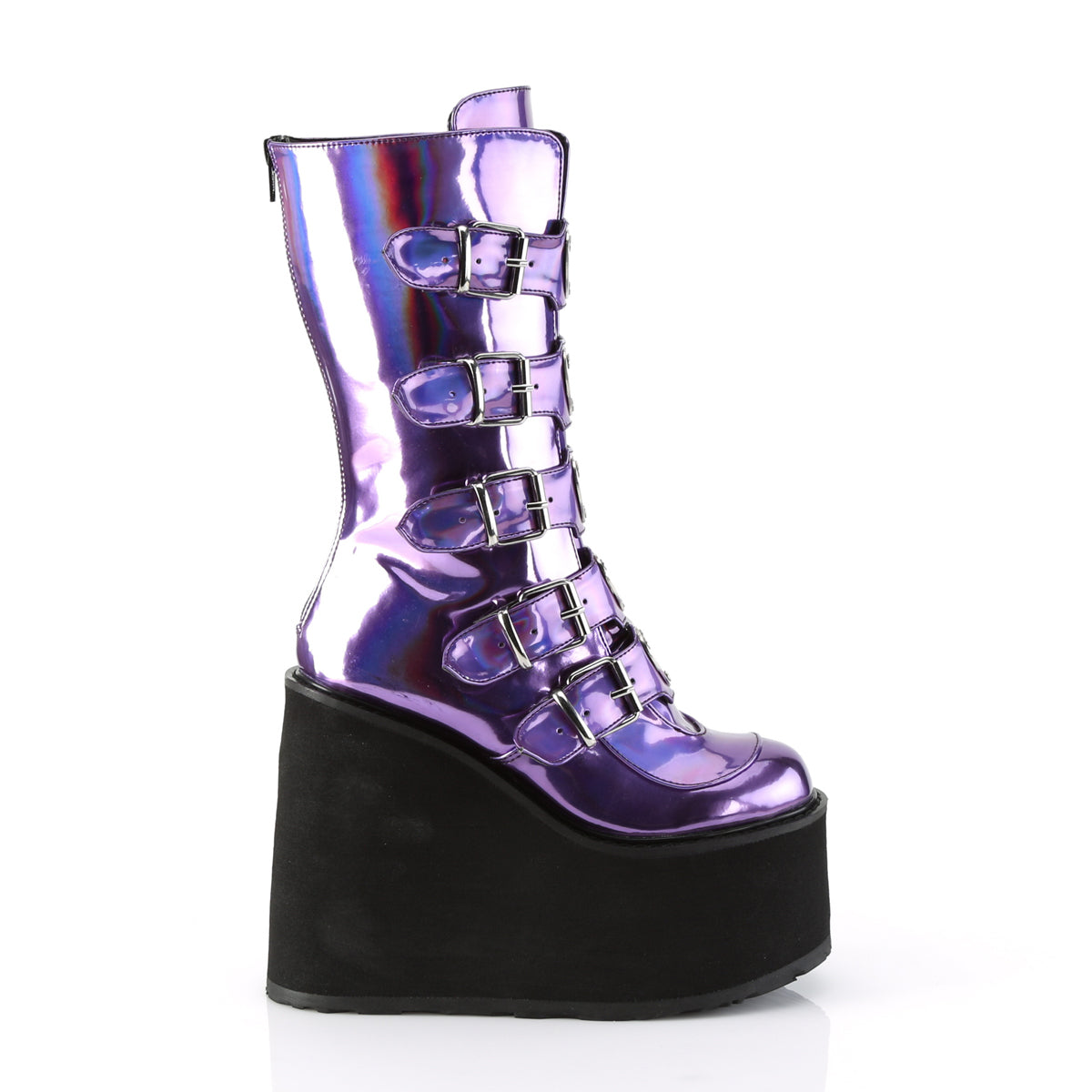 SWING-230 Demonia Purple Holo Women's Mid-Calf & Knee High Boots [Alternative Footwear]