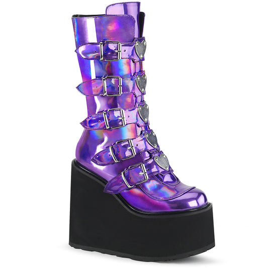 SWING-230 Alternative Footwear Demonia Women's Mid-Calf & Knee High Boots Purple Holo
