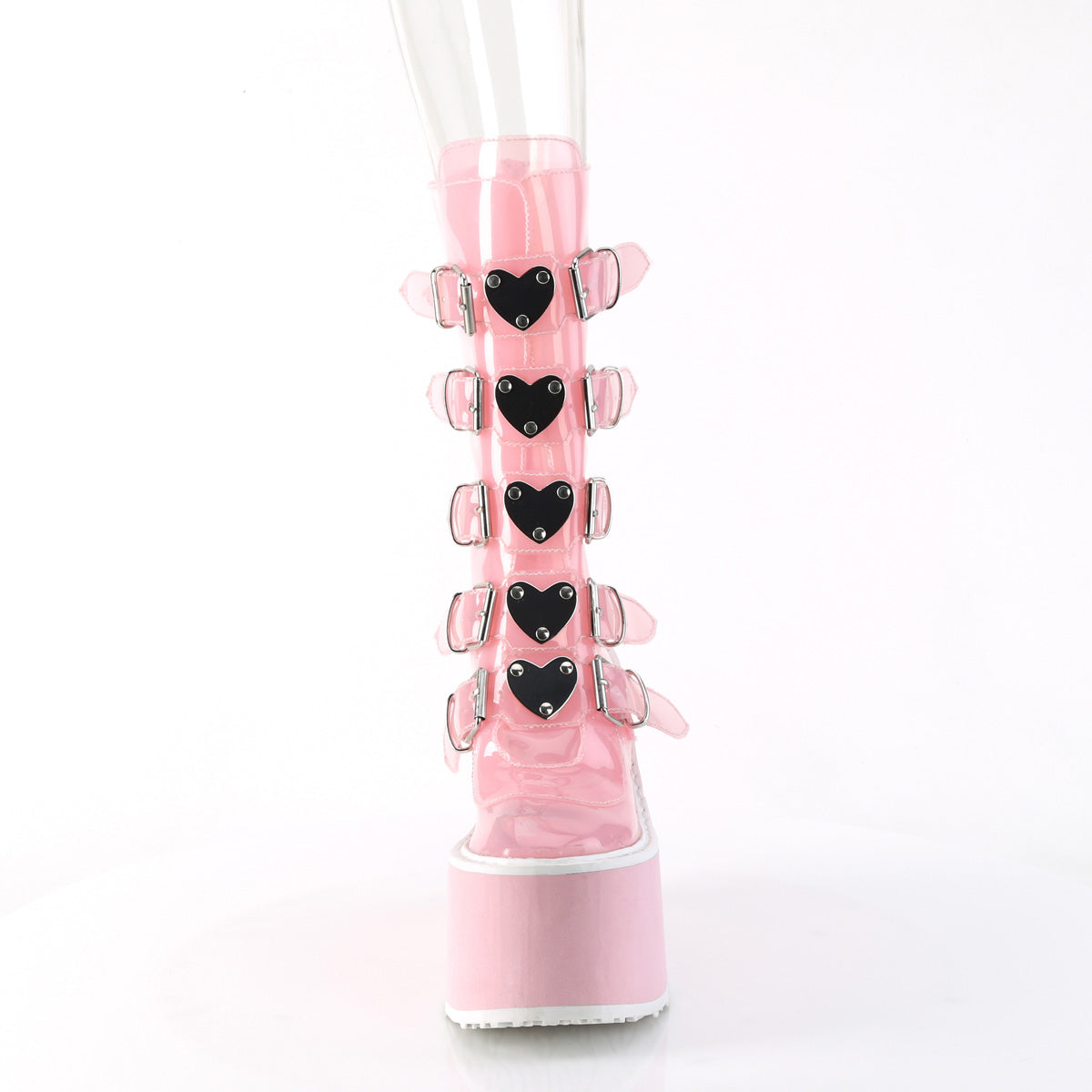 SWING-230C Demonia B Pink TPU Women's Mid-Calf & Knee High Boots [Demonia Cult Alternative Footwear]
