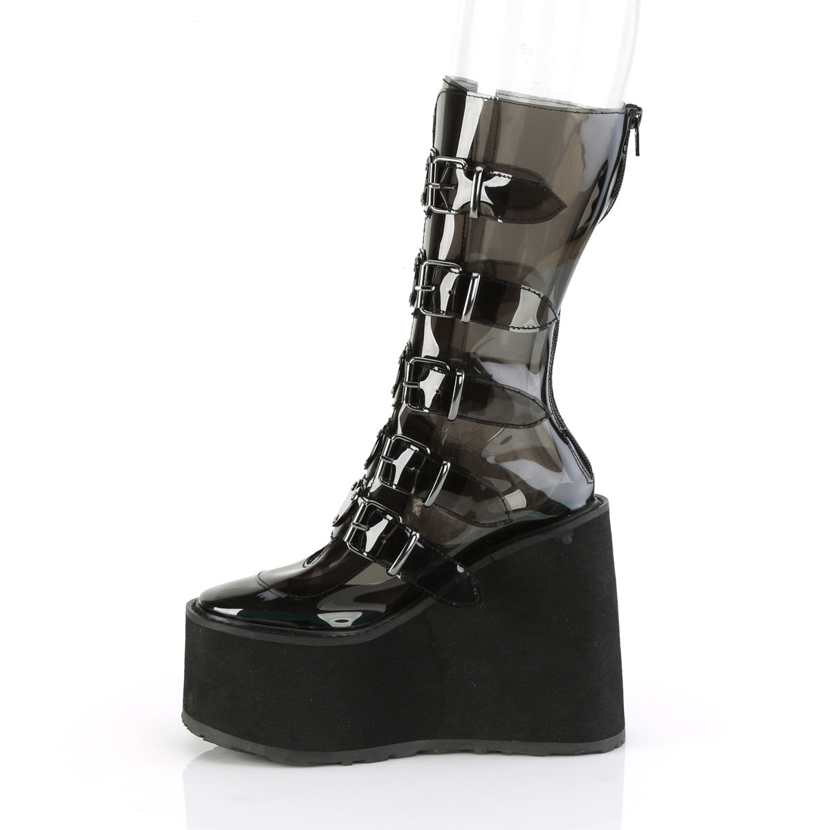 SWING-230C Demonia Smoke TPU Women's Mid-Calf & Knee High Boots [Demonia Cult Alternative Footwear]