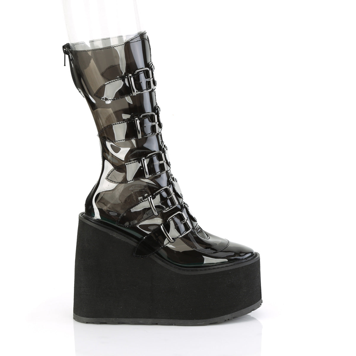 SWING-230C Demonia Smoke TPU Women's Mid-Calf & Knee High Boots [Demonia Cult Alternative Footwear]