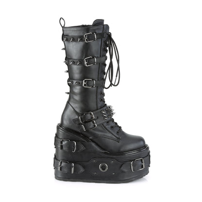 swing 260 demonia footwear blk vegan leather Alternative Chunky Boots