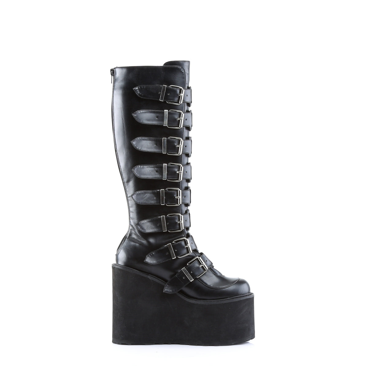 SWING-815 Demonia Black Vegan Leather Women's Mid-Calf & Knee High Boots [Demonia Cult Alternative Footwear]