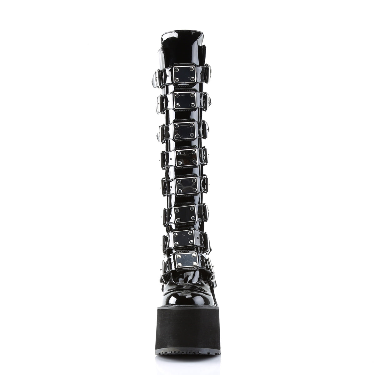 SWING-815 Demonia Black Patent Women's Mid-Calf & Knee High Boots [Demonia Cult Alternative Footwear]