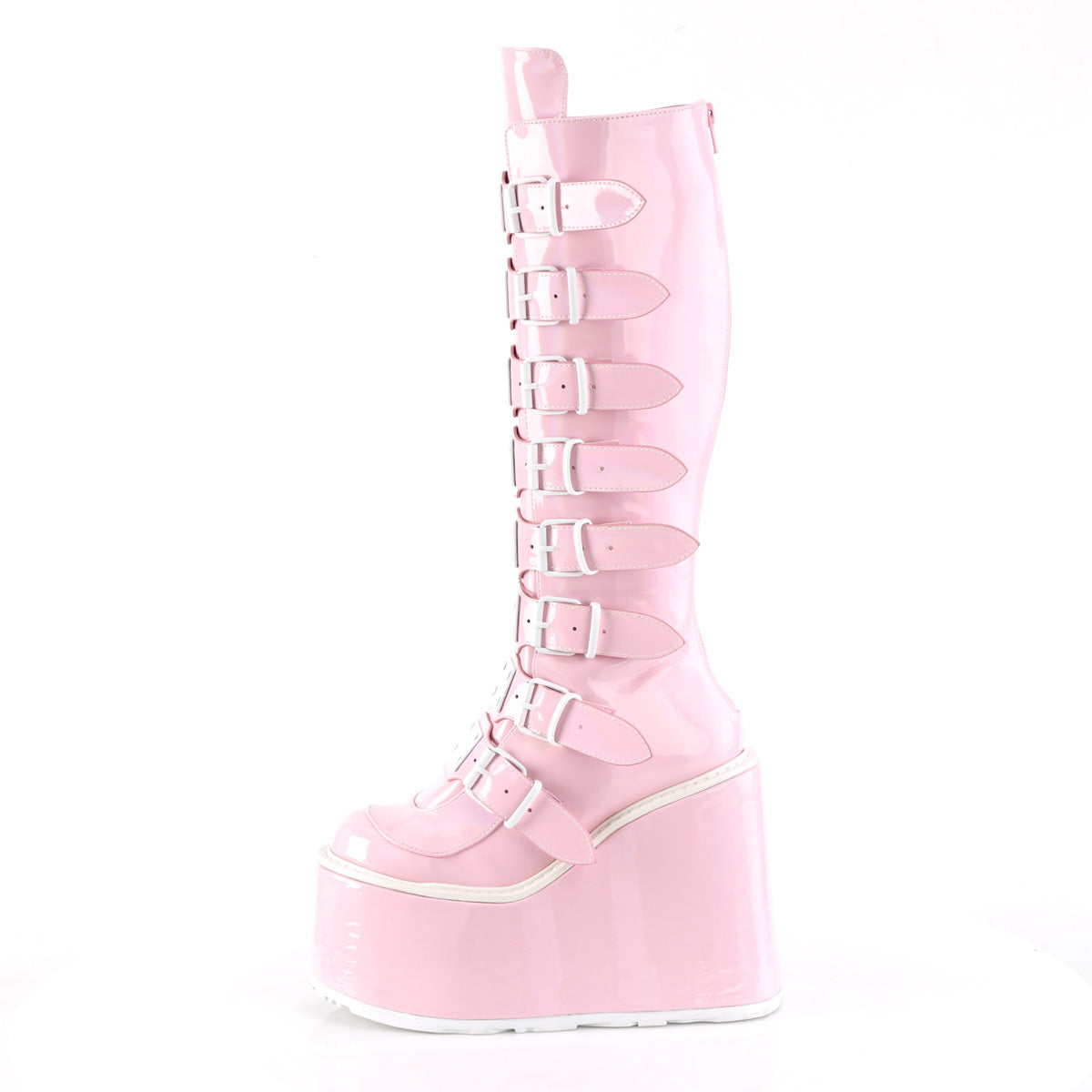 SWING-815 Demonia B.Pink Hologram Women's Mid-Calf & Knee High Boots [Demonia Cult Alternative Footwear]