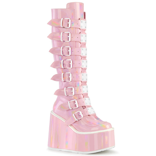 SWING-815 Alternative Footwear Demonia Women's Mid-Calf & Knee High Boots B.Pink Hologram