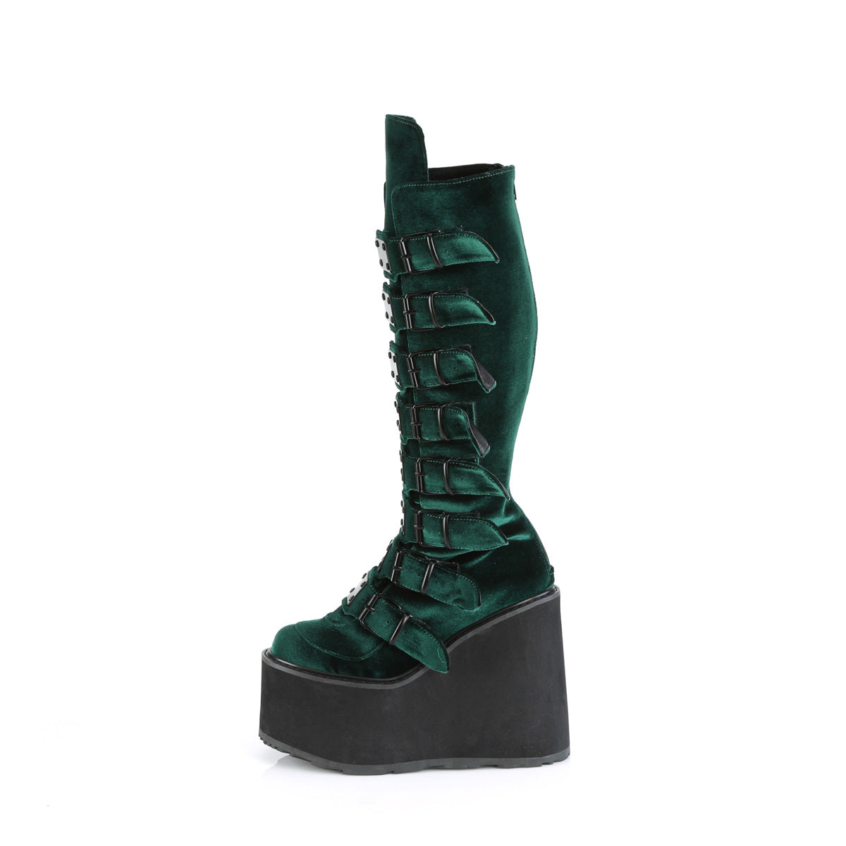 SWING-815 Demonia Emerald Velvet Women's Mid-Calf & Knee High Boots [Demonia Cult Alternative Footwear]