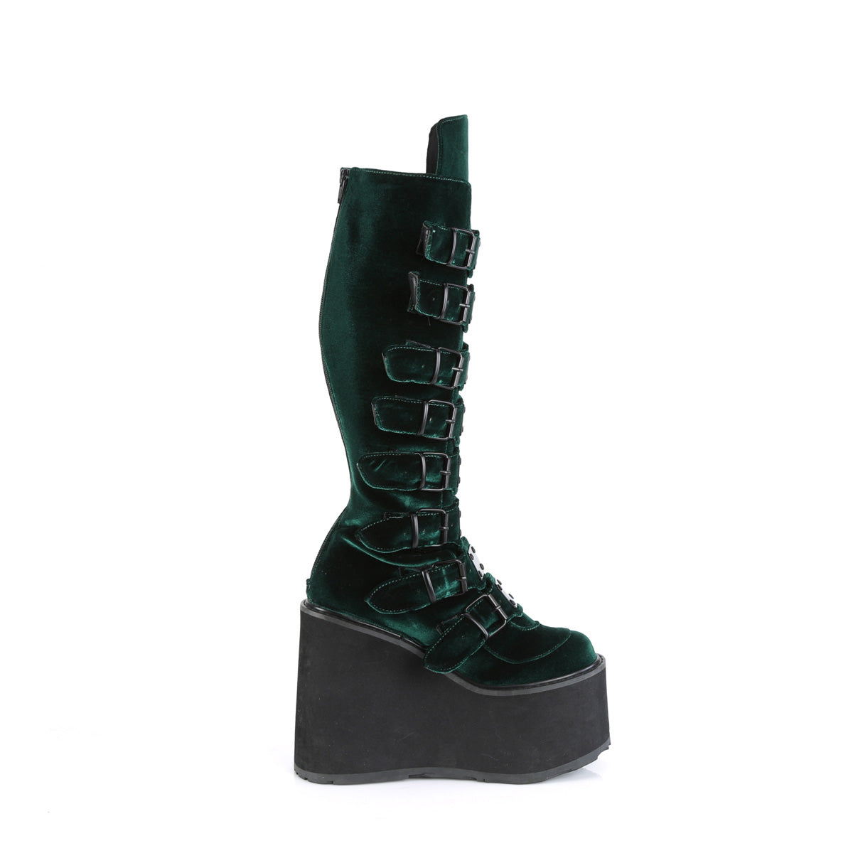 SWING-815 Demonia Emerald Velvet Women's Mid-Calf & Knee High Boots [Demonia Cult Alternative Footwear]