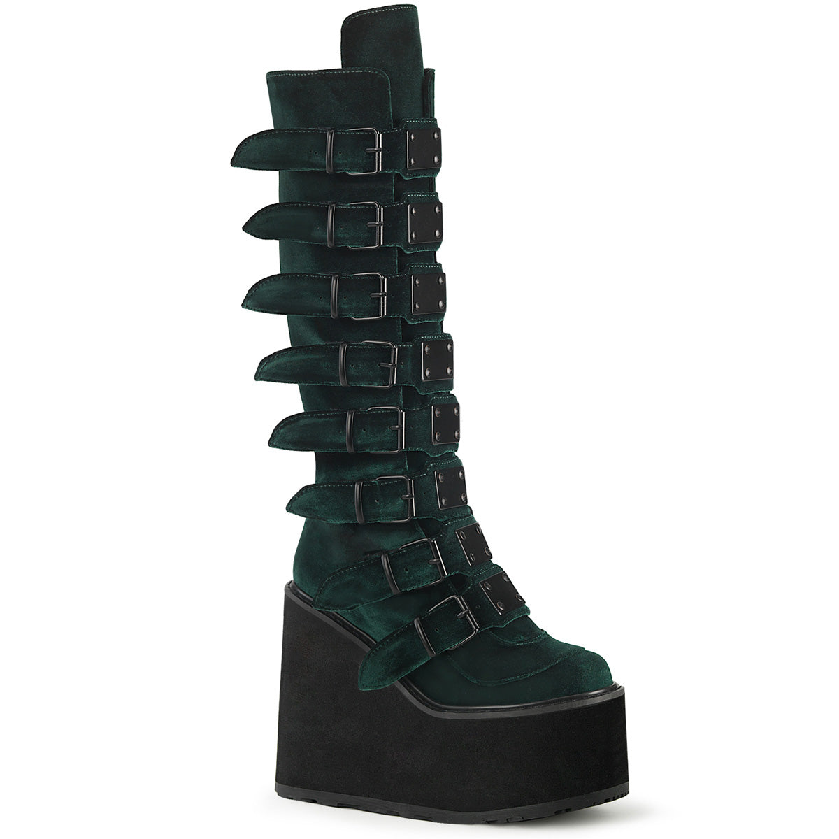 SWING-815 Alternative Footwear Demonia Women's Mid-Calf & Knee High Boots Emerald Velvet
