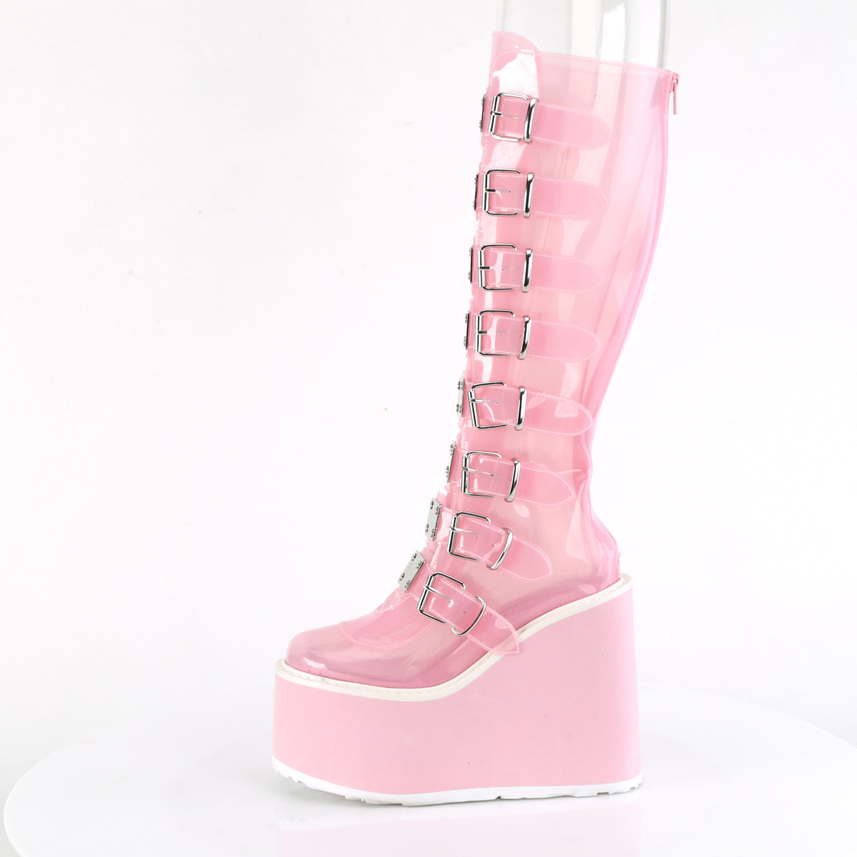 SWING-815C Demonia B Pink TPU Women's Mid-Calf & Knee High Boots [Demonia Cult Alternative Footwear]