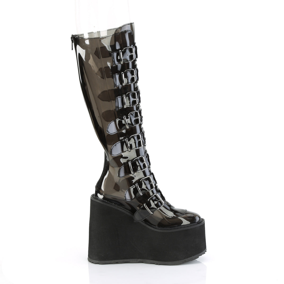 SWING-815C Demonia Smoke TPU Women's Mid-Calf & Knee High Boots [Demonia Cult Alternative Footwear]