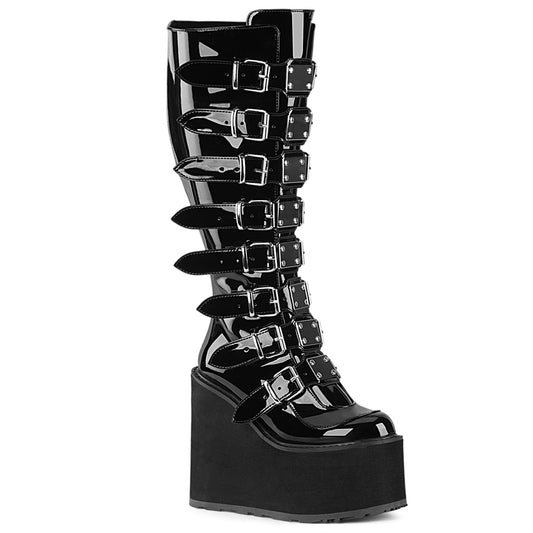 SWING-815WC Alternative Footwear Demonia Women's Mid-Calf & Knee High Boots Blk Pat