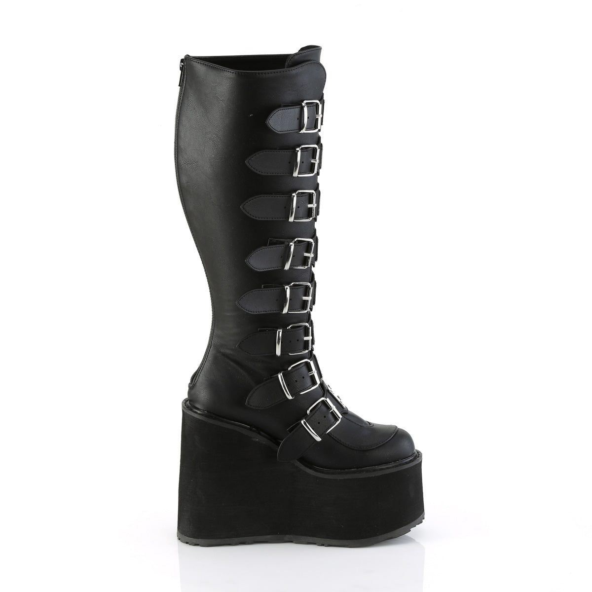 SWING-815WC Demonia Black Vegan Leather Women's Mid-Calf & Knee High Boots [Demonia Cult Alternative Footwear]