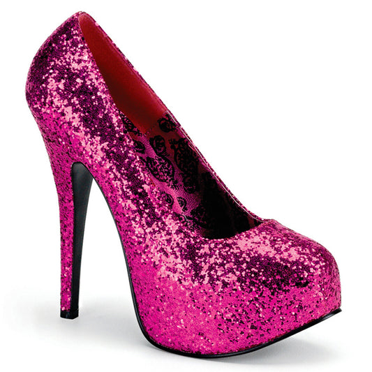 TEEZE-06GW Large Size Ladies Shoes Pleaser Pink Label Platform H. Pink Glitter