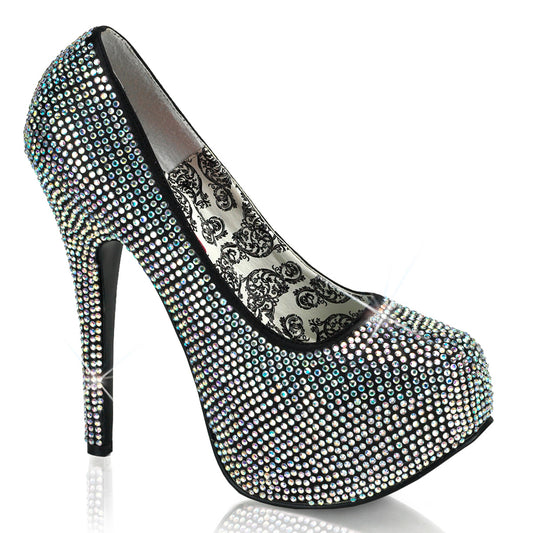 TEEZE-06R Pin Up Girl Shoes Bordello Shoes Iridescent Rhinestones