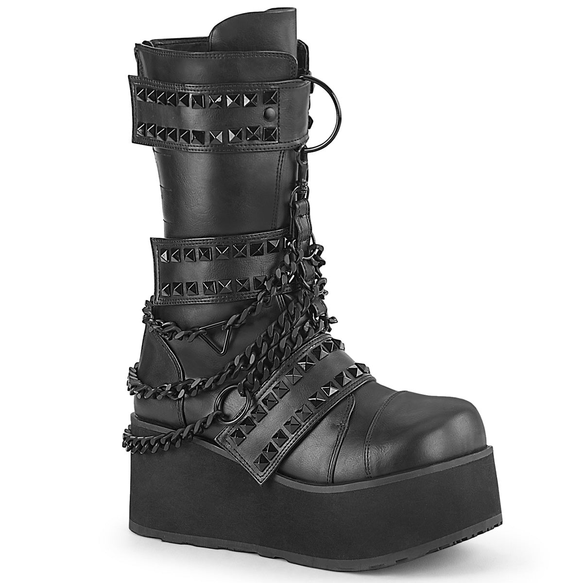 TRASHVILLE-138 Alternative Footwear Demonia Unisex Platform Shoes & Boots Blk Vegan Leather