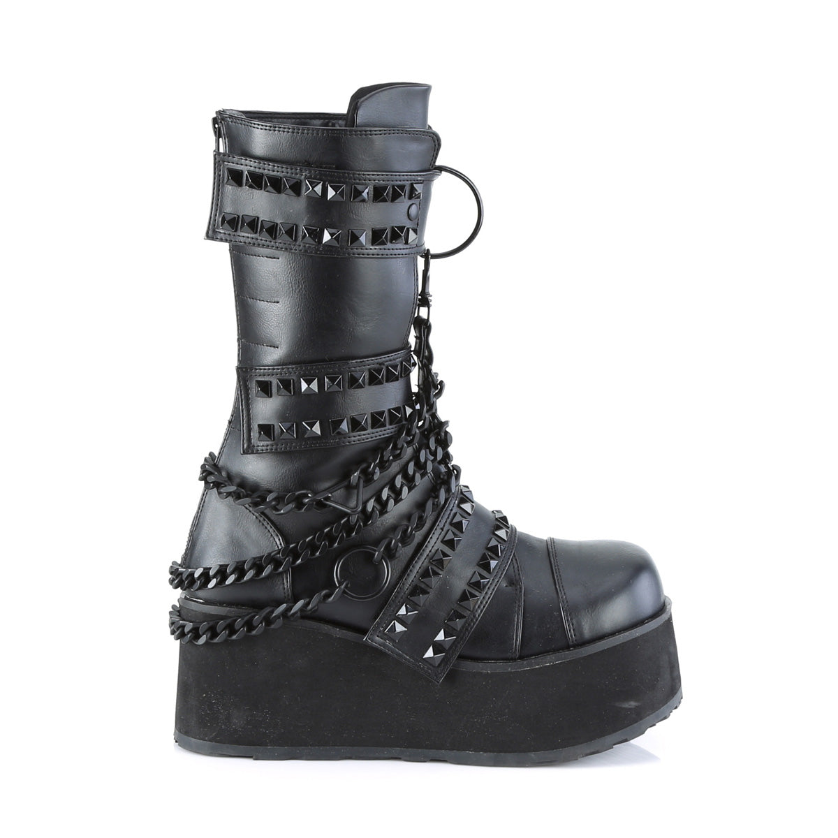 TRASHVILLE-138 Demonia Black Vegan Leather Unisex Platform Shoes & Boots [Demonia Cult Alternative Footwear]