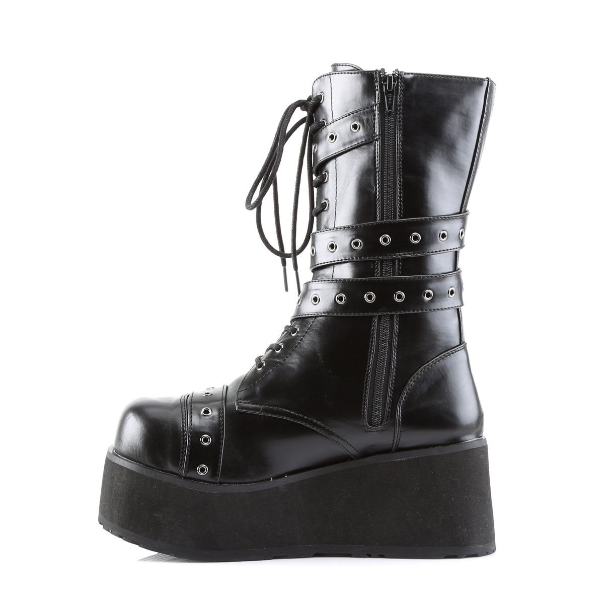 TRASHVILLE-205 Demonia Black Vegan Leather Unisex Platform Shoes & Boots [Demonia Cult Alternative Footwear]