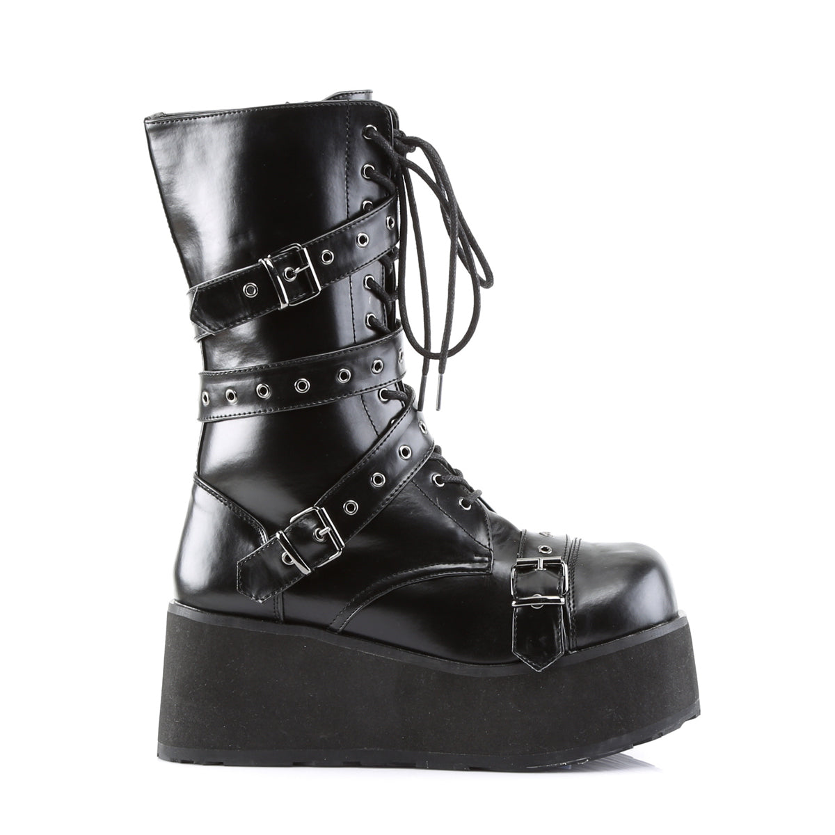 TRASHVILLE-205 Demonia Black Vegan Leather Unisex Platform Shoes & Boots [Demonia Cult Alternative Footwear]