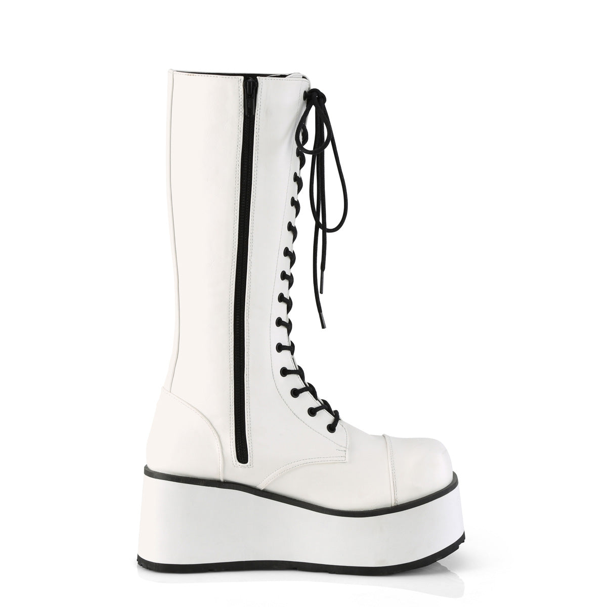 TRASHVILLE-502 Demonia White Vegan Leather Unisex Platform Shoes & Boots [Demonia Cult Alternative Footwear]