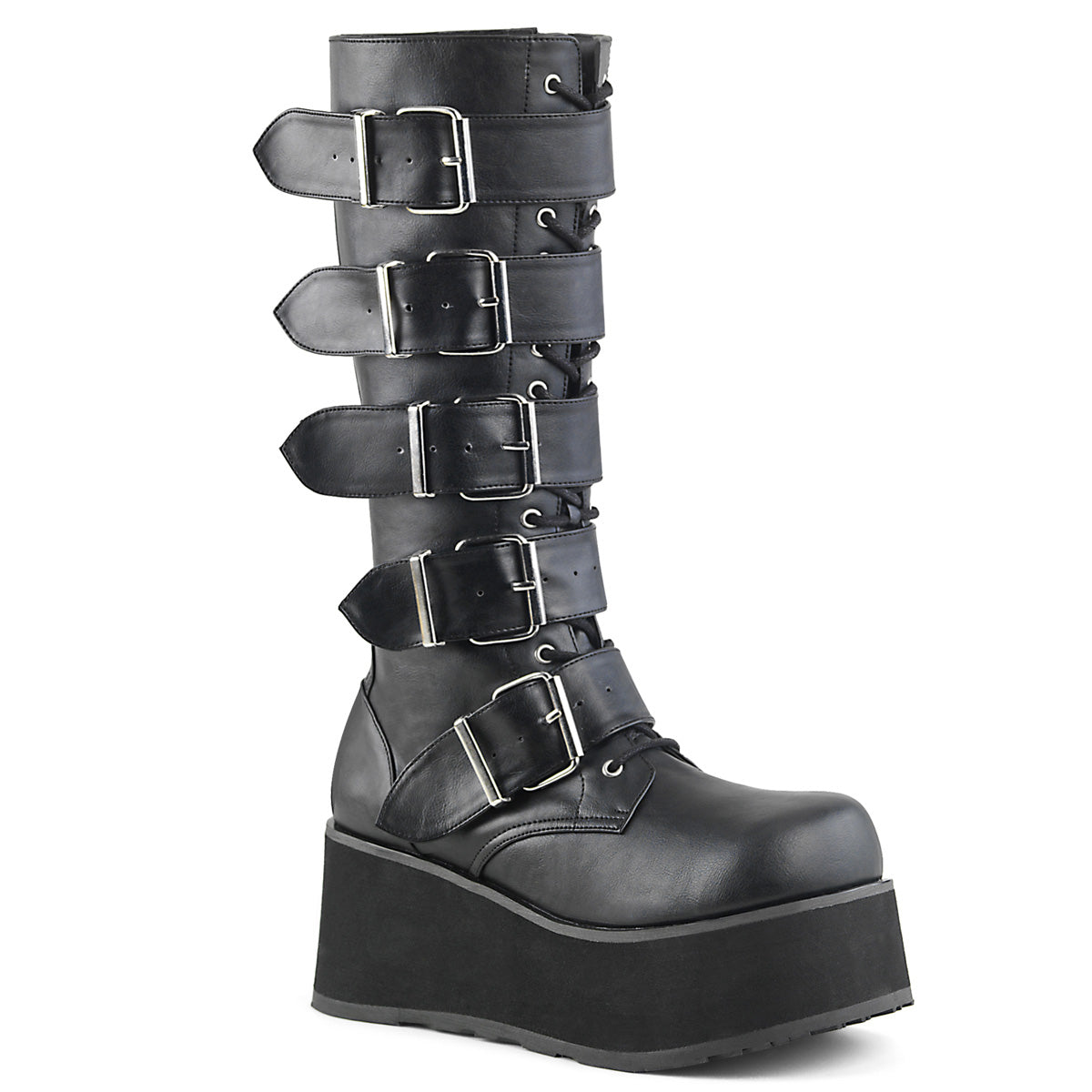 TRASHVILLE-518 Alternative Footwear Demonia Unisex Platform Shoes & Boots Blk Vegan Leather