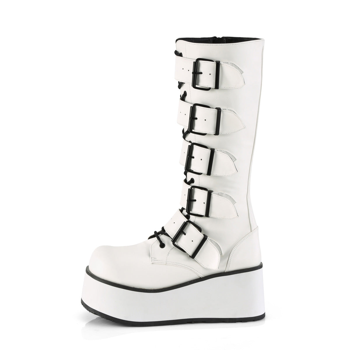 TRASHVILLE-518 Demonia White Vegan Leather Unisex Platform Shoes & Boots [Demonia Cult Alternative Footwear]