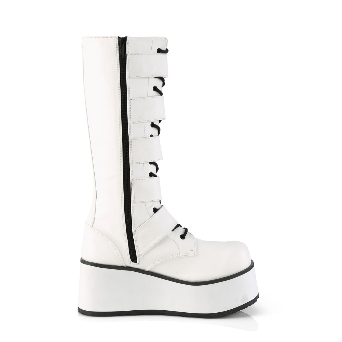 TRASHVILLE-518 Demonia White Vegan Leather Unisex Platform Shoes & Boots [Demonia Cult Alternative Footwear]