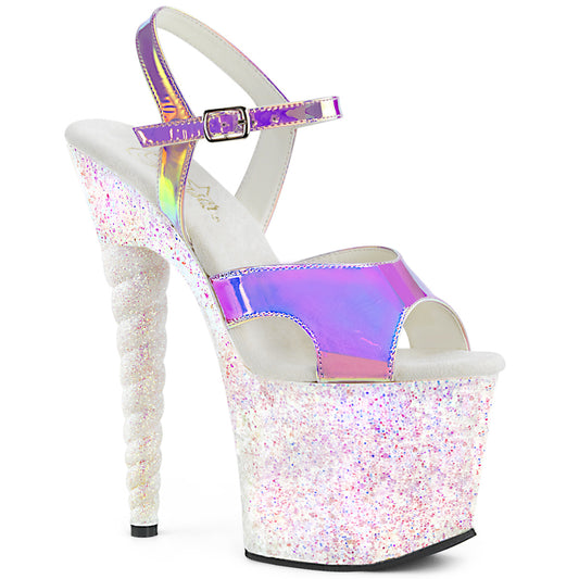 UNICORN-711LG Strippers Heels Pleaser Platforms (Exotic Dancing) Purple Shifting TPU/Opal Multi Glitter