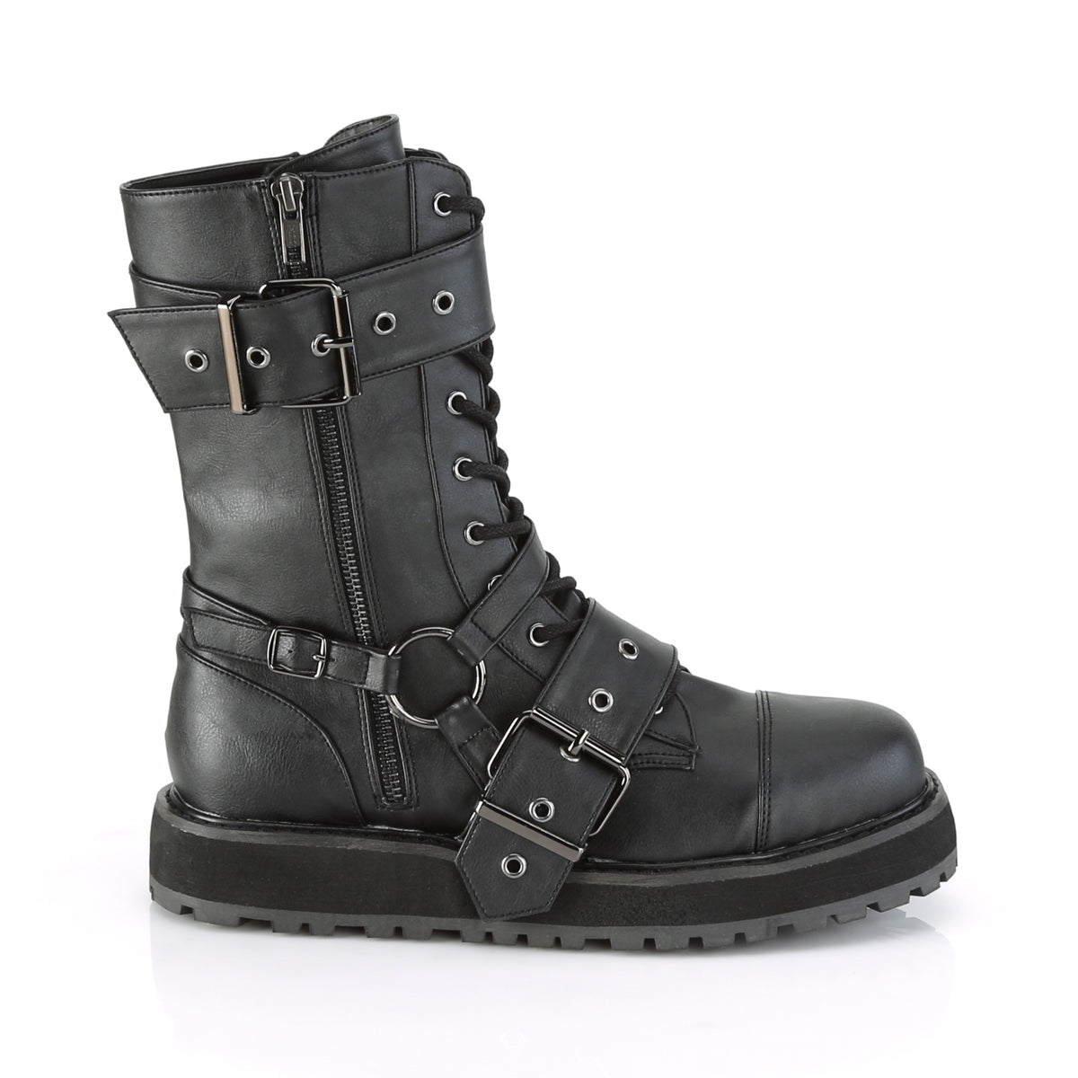 VALOR-220 Demonia Black Vegan Leather Unisex Platform Shoes & Boots [Demonia Cult Alternative Footwear]