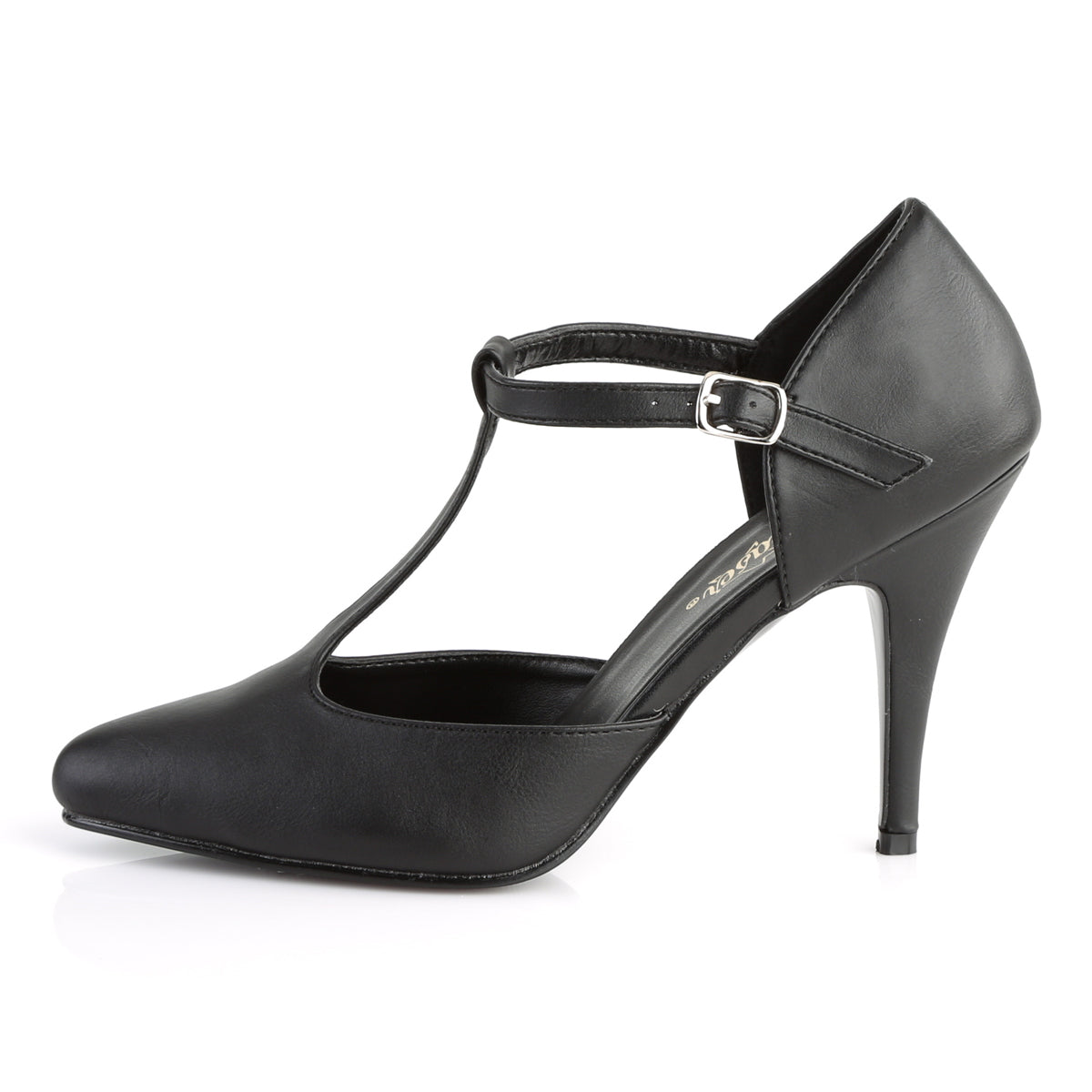 VANITY-415 Pleaser Black Faux Leather Single Sole Shoes [Fetish Shoes]