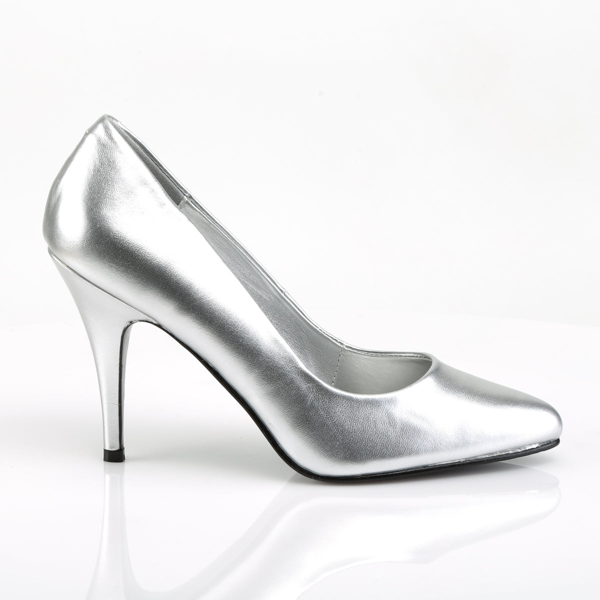 VANITY-420 Pleaser Silver Faux Leather Single Sole Shoes [Fetish Shoes]