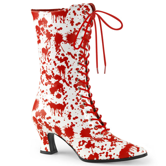 VICTORIAN-120BL Fancy Dress Costume Funtasma Women's Boots Wht-Red Pat