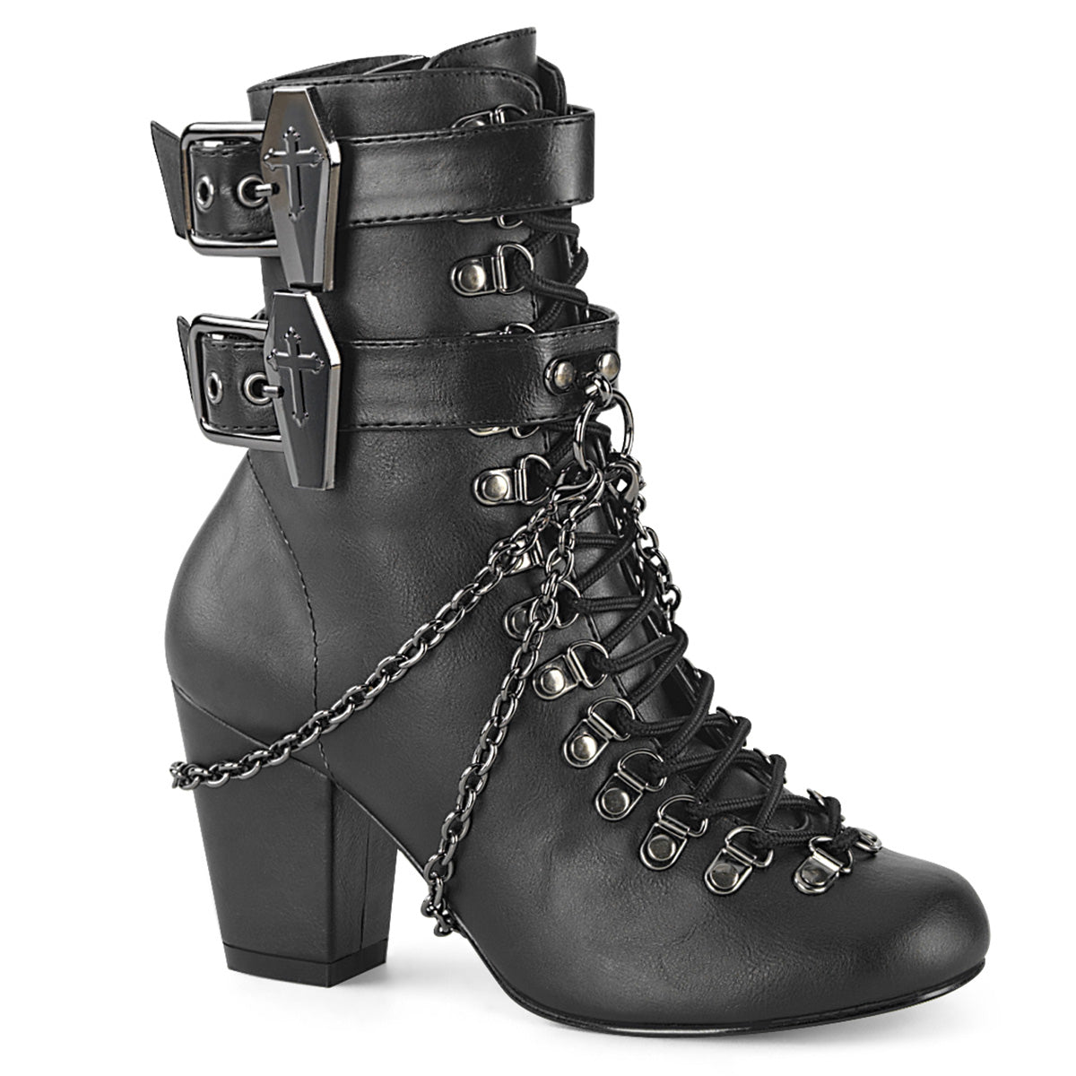 VIVIKA-128 Alternative Footwear Demonia Women's Ankle Boots Blk Vegan Leather