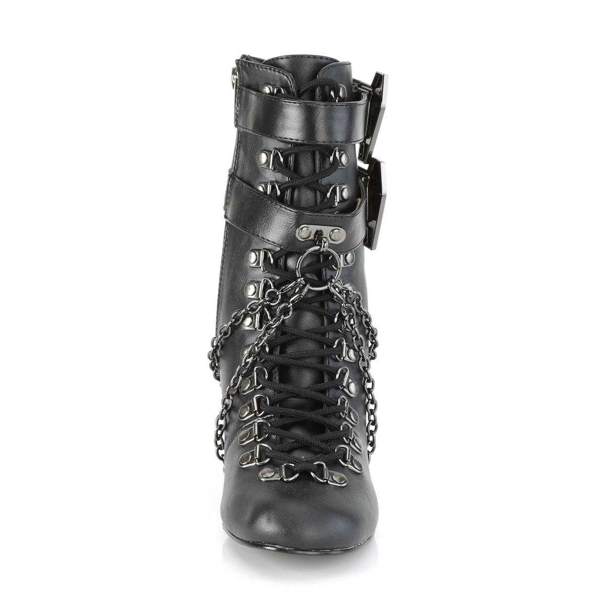 VIVIKA-128 Demonia Black Vegan Leather Women's Ankle Boots [Demonia Cult Alternative Footwear]