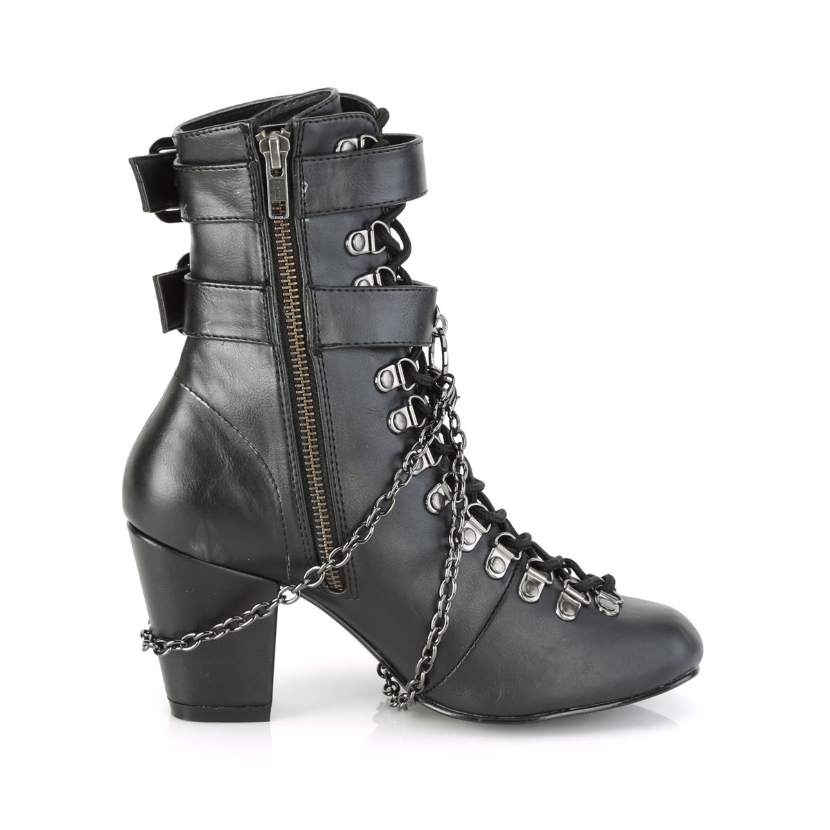 VIVIKA-128 Demonia Black Vegan Leather Women's Ankle Boots [Demonia Cult Alternative Footwear]