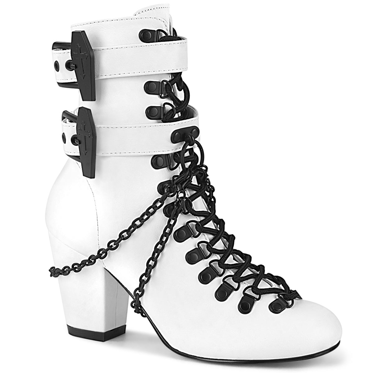 VIVIKA-128 Alternative Footwear Demonia Women's Ankle Boots Wht Vegan Leather