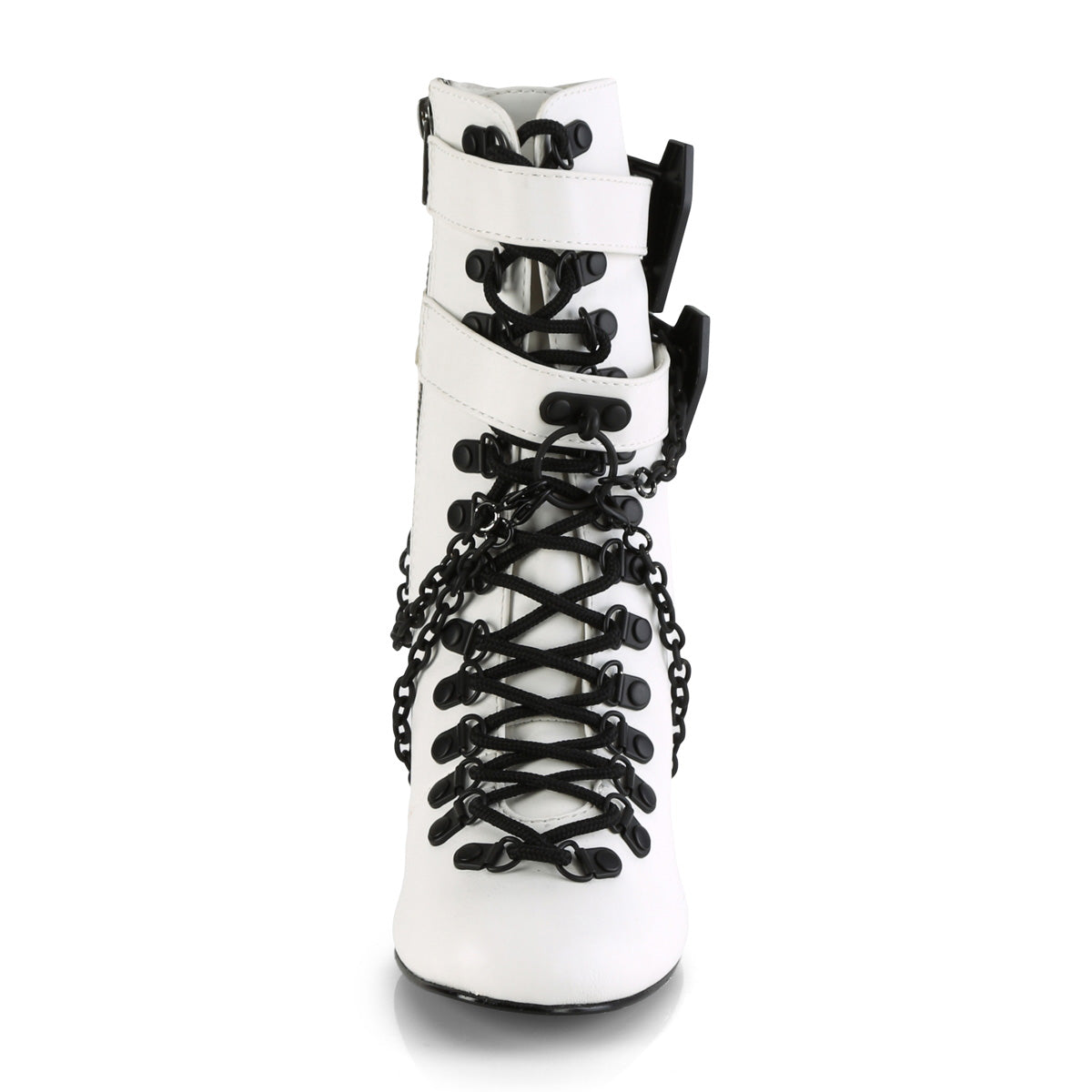 VIVIKA-128 Demonia White Vegan Leather Women's Ankle Boots [Demonia Cult Alternative Footwear]